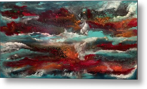 Abstract Metal Print featuring the painting Gloaming by Soraya Silvestri