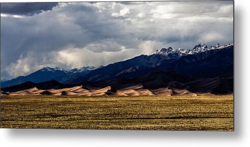 Sand Metal Print featuring the photograph Great Sand Dunes Panorama by Jason Roberts