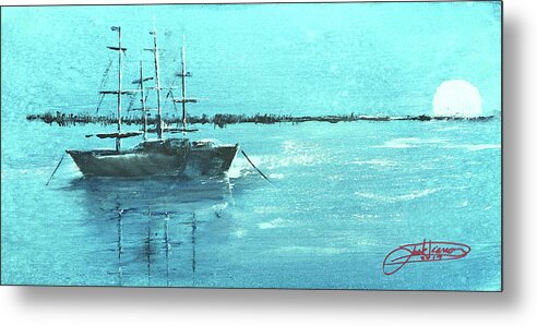 Painting Metal Print featuring the painting Half Moon Harbor by Jack Diamond