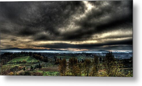 Hdr Metal Print featuring the photograph HDR tuscany sunset by Andrea Barbieri