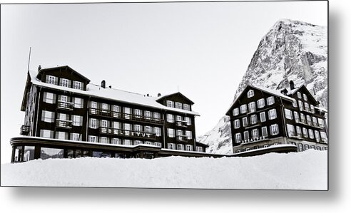 Frank Tschakert Metal Print featuring the photograph Hotel Bellevue Des Alpes And Eiger Nordwand by Frank Tschakert