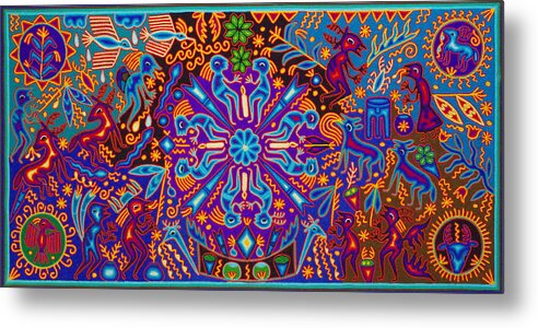 Huichol Metal Print featuring the painting Huichol Ceremony by Andrew Osta