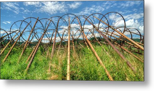 Lines Metal Print featuring the photograph Irrigation Pipes 1 by Jerry Sodorff