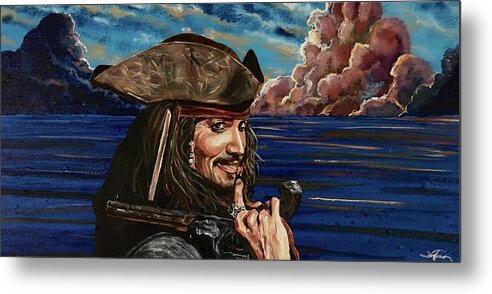 Jack Sparrow Painting Metal Print featuring the painting Jack Sparrow by Joel Tesch