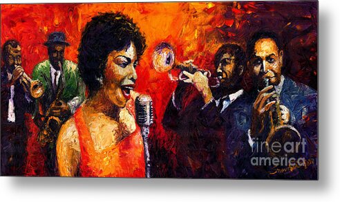 Jazz.song.trumpeter Metal Print featuring the painting Jazz Song by Yuriy Shevchuk