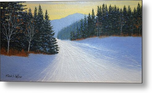Ski Trail Metal Print featuring the painting Last Run by Frank Wilson
