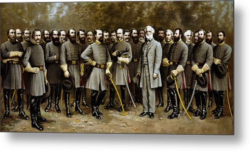 Confederate Metal Print featuring the painting Robert E. Lee and His Generals by War Is Hell Store