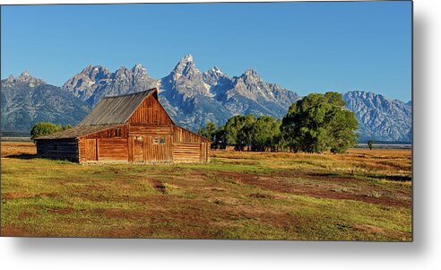 Moulton Metal Print featuring the photograph Moulton Barn and the Tetons by David Soldano