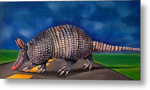 Armadillo Metal Print featuring the painting On The Road Again by Jean Cormier