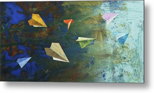 Origami Metal Print featuring the painting Paper Airplanes by Michael Creese