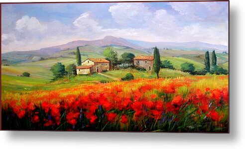 Quadri Metal Print featuring the painting Red poppies by Bruno Chirici