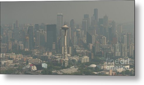 Seattle Skyline Metal Print featuring the photograph Seattle Skyline with Wildfires Smoke and Haze by David Oppenheimer