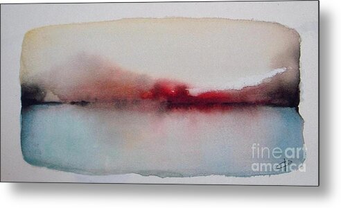 Watercolor Metal Print featuring the painting Serenity of the Lake by Vesna Antic