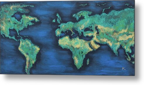 Earth Metal Print featuring the painting Shimmering Earth by Neslihan Ergul Colley