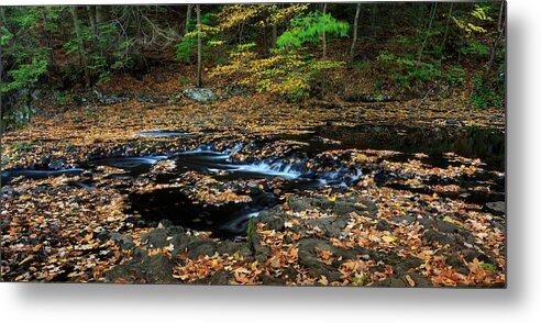 Autumn Metal Print featuring the photograph Silky New England Stream in Autum by Kyle Lee