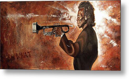 Miles Davis Metal Print featuring the painting So What-Miles Davis by Jerome White