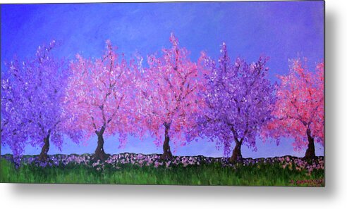 Trees Metal Print featuring the painting Spring Trees by Janet Greer Sammons