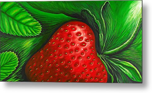 Strawberry Metal Print featuring the painting Strawberry by David Junod