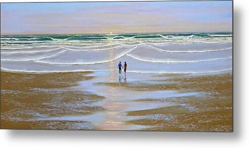 Beach Metal Print featuring the painting Sunset At The Beach by Frank Wilson