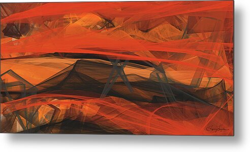 Orange Metal Print featuring the painting Terracotta Orange Modern Abstract Art by Lourry Legarde