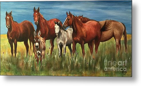Horses Metal Print featuring the painting The Leader Of The Pack by Patty Vicknair