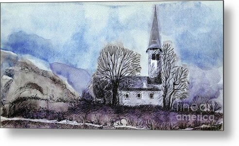 House Metal Print featuring the painting Tranquility by Jasna Dragun