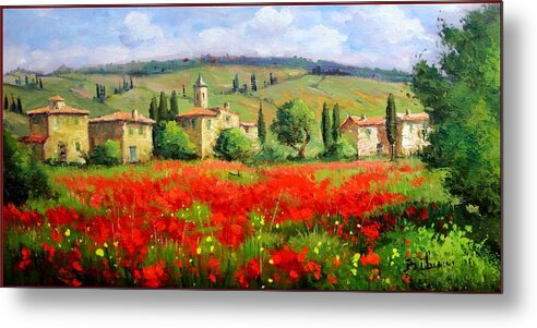 Quadri Metal Print featuring the painting Tuscany landscape by Bruno Chirici