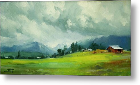Country Metal Print featuring the painting Wallowa Valley Storm by Steve Henderson