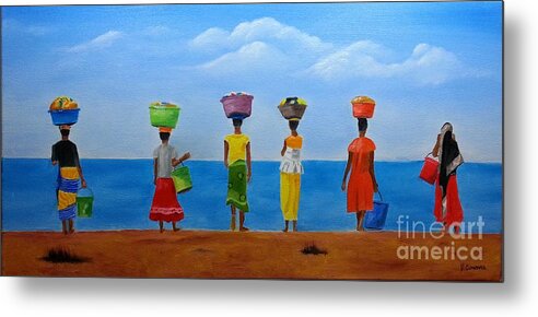Women Metal Print featuring the painting Women of Africa by Bev Conover