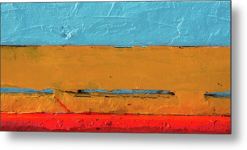 Blue Background Metal Print featuring the photograph Blue Yellow and Red art by Michalakis Ppalis