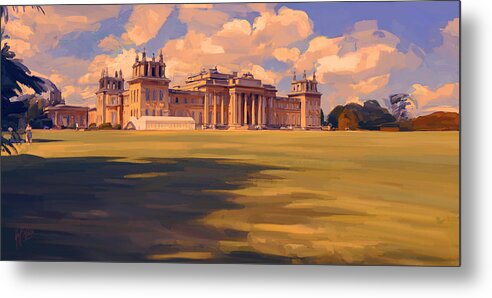 Blenheim Metal Print featuring the digital art The white party tent along Blenheim Palace #1 by Nop Briex