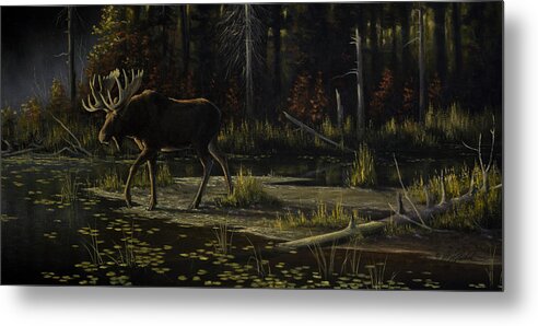 Autumn Moose Metal Print featuring the painting Autumn Moose by Wilhelm Goebel