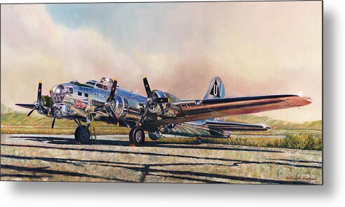 Aviation Metal Print featuring the painting B-17G Sentimental Journey by Douglas Castleman