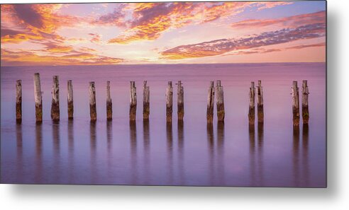 Pilings Metal Print featuring the photograph Cape Pilings In Purple by Ed Esposito