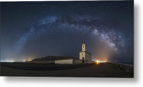 Night
Stars
Sky
Panoramic
Horizontal
Milkyway
Church
Cabo Metal Print featuring the photograph Close To God by Manuel Jose Guillen Abad