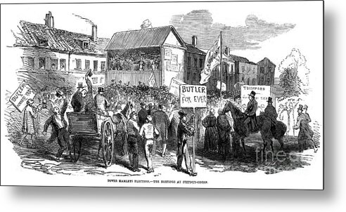 Engraving Metal Print featuring the drawing Election Hustings In Stepney Green by Print Collector