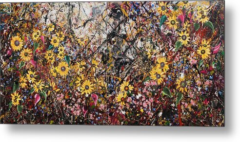 Flowers Metal Print featuring the painting Flourish by Angie Wright