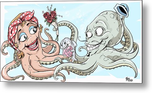 Octopus Metal Print featuring the digital art I wanna Hold You in My Arms, All 8 of Them by Kynn Peterkin