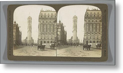 Nature Metal Print featuring the painting New Astor Hotel and 20 story Times Building, New York, U.S.A., H.C. White and Co., 1906 by MotionAge Designs