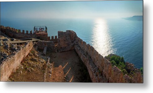 Seascape Metal Print featuring the photograph Reflections of the sun in Alanya by Sun Travels
