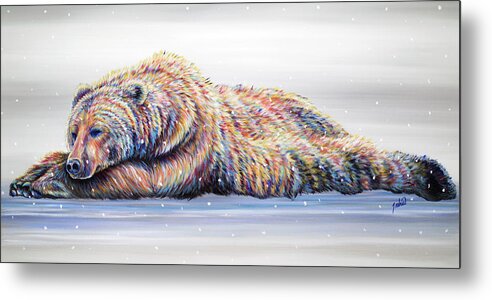 Bear Metal Print featuring the painting Snow Dreams by Teshia Art
