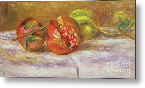 Pomegranates Metal Print featuring the painting Two Pomegranates by Pierre Auguste Renoir