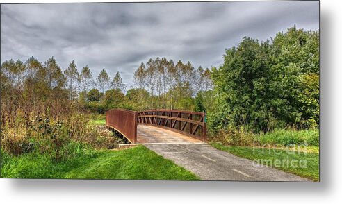 Nature Metal Print featuring the photograph Walnut Woods Bridge - 3 by Jeremy Lankford