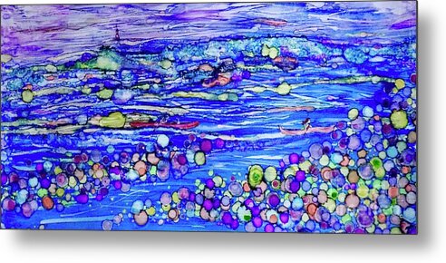 Wide Metal Print featuring the painting Water Sport Whimsy in Billboard Wide Format by Patty Donoghue