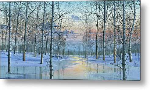 Winter Scene Metal Print featuring the painting Winter Spectacle by Mike Brown