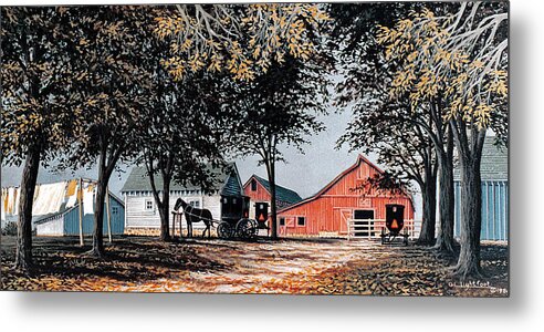 Amish Farm Metal Print featuring the painting Amish Farm by George Lightfoot