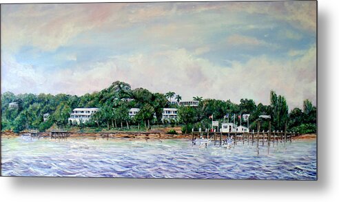 Green Turtle Cay Metal Print featuring the painting Bluff House, Green Turtle Cay, Abaco, Bahamas, 1994 by Mackenzie Moulton