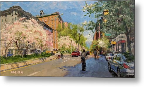  Metal Print featuring the painting Broadway Magnolias by Peter Salwen