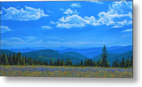 Landscape Metal Print featuring the painting California Wildflowers by SophiaArt Gallery