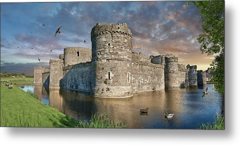 Beaumaris Castle Metal Print featuring the photograph Colour photo of Beaumaris Castle, Wales. by Paul E Williams